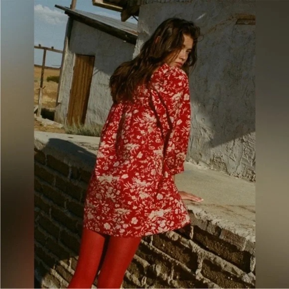 DOEN XS Acton Red Floral Mini Dress